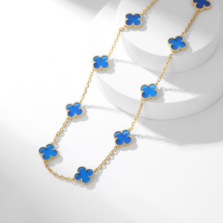 [Garvey ]CLOVER 10 MOTIFS BLUE AGATE NECKLACE