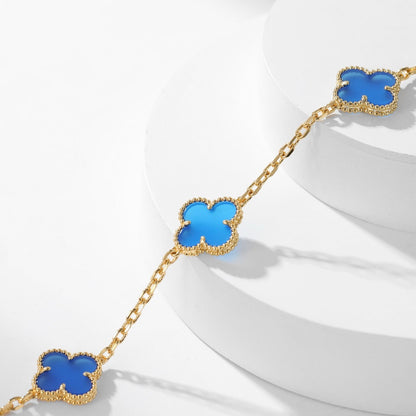 [Garvey ]CLOVER 10 MOTIFS BLUE AGATE NECKLACE