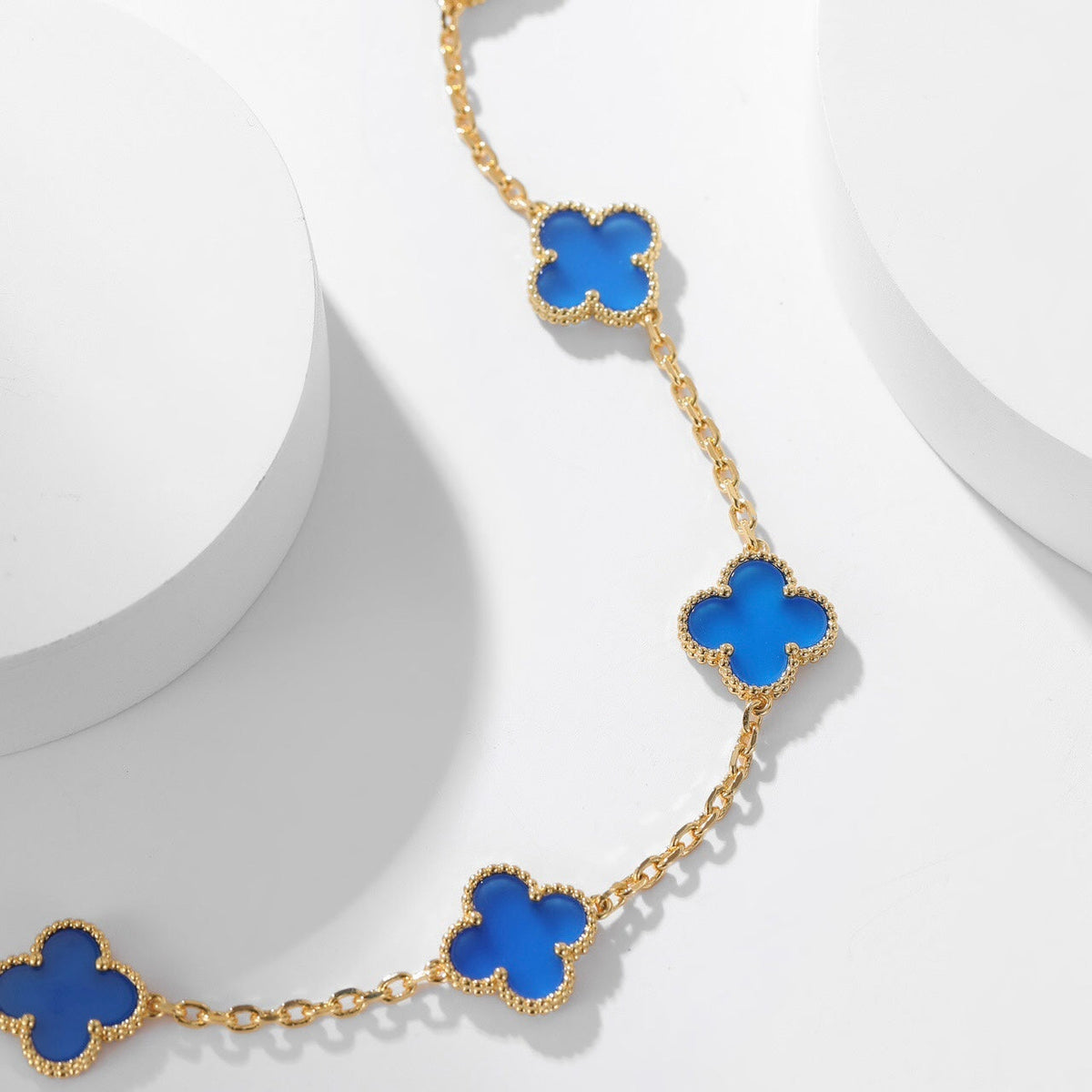 [Garvey ]CLOVER 10 MOTIFS BLUE AGATE NECKLACE