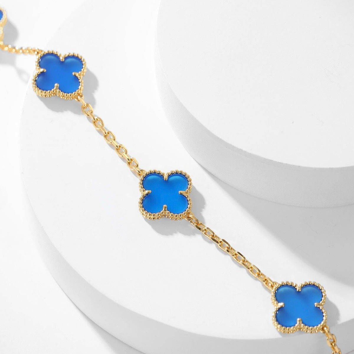 [Garvey ]CLOVER 10 MOTIFS BLUE AGATE NECKLACE