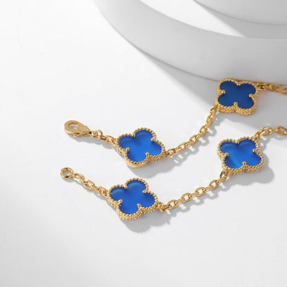 [Garvey ]CLOVER 10 MOTIFS BLUE AGATE NECKLACE