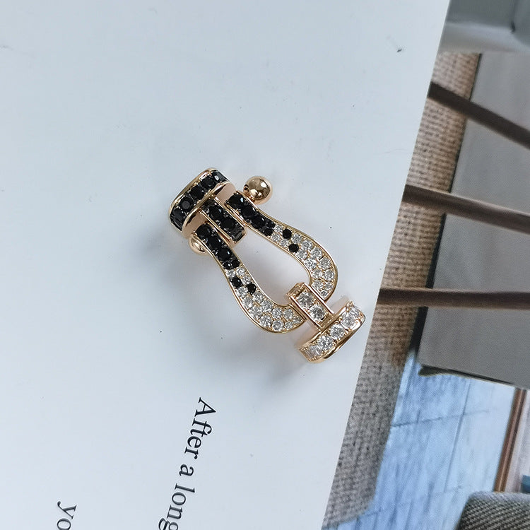 [Garvey ]FORCE LARGE HORSESHOE BLACK WHITE DIAMOND BRACELET SILVER