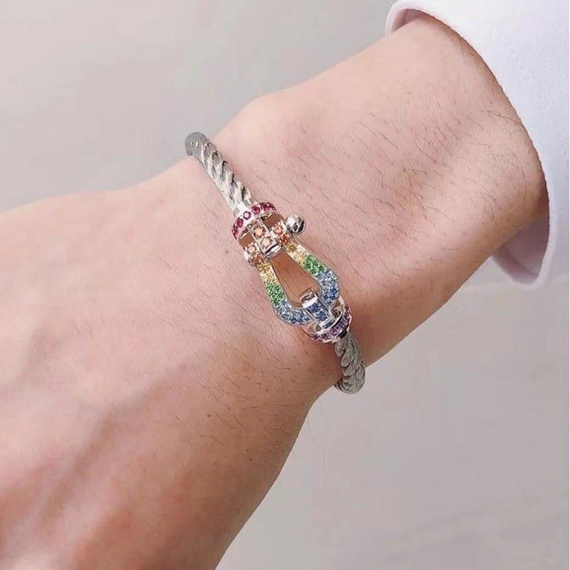[Garvey ]FORCE LARGE HORSESHOE  COLORED DIAMOND BRACELET ROSE GOLD