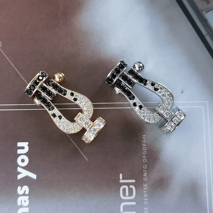 [Garvey ]FORCE LARGE HORSESHOE BLACK WHITE DIAMOND BRACELET SILVER