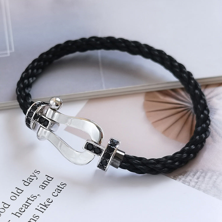 [Garvey ]FORCE LARGE HORSESHOE BLACK DIAMOND BRACELET SILVER