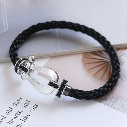 [Garvey ]FORCE LARGE HORSESHOE BLACK DIAMOND BRACELET SILVER