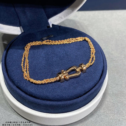 [Garvey ]FORCE SMALL HORSESHOE  DIAMOND CHAIN ROPE BRACELET