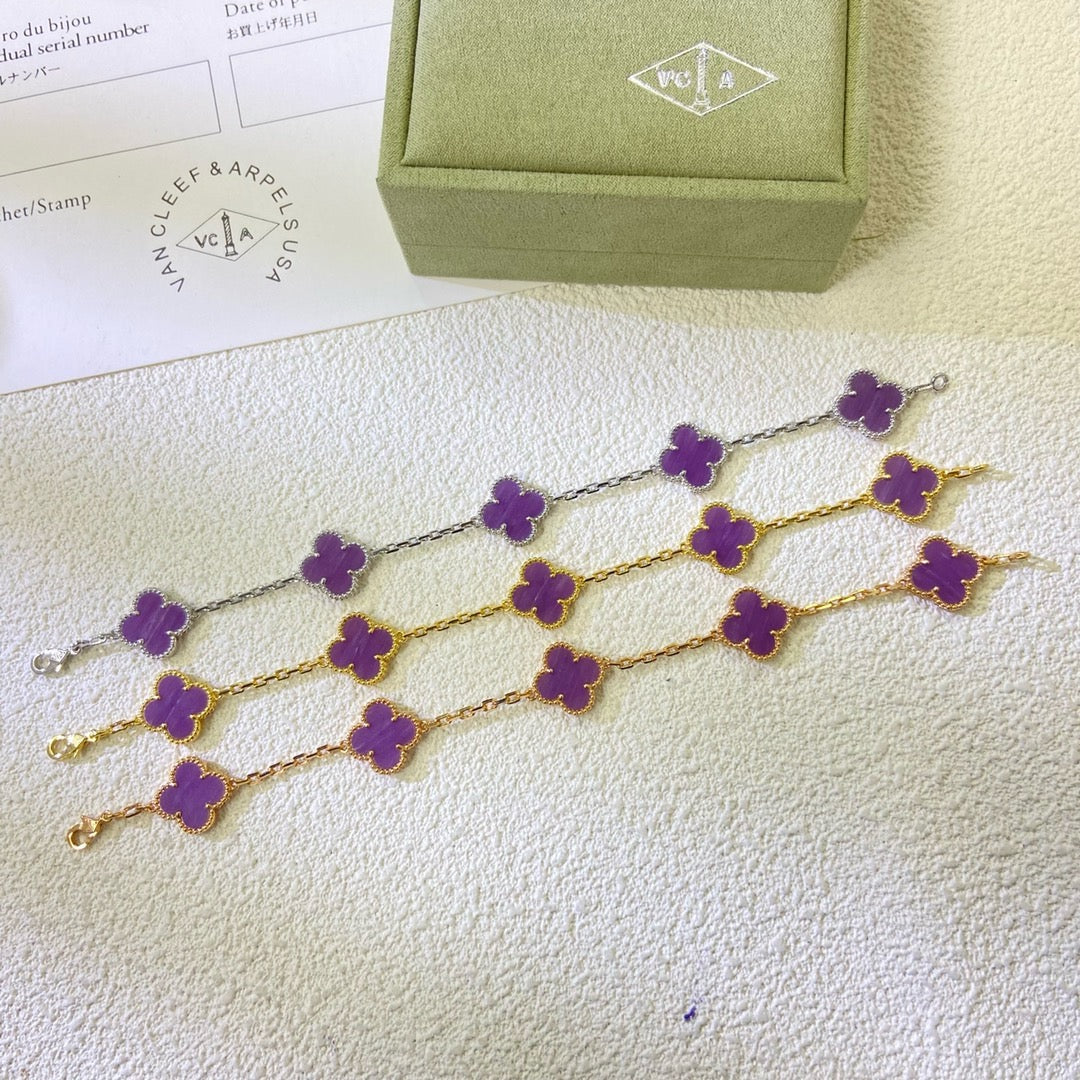 [Garvey ]CLOVER  5 MOTIFS  PURPLE VIOLET BRACELET