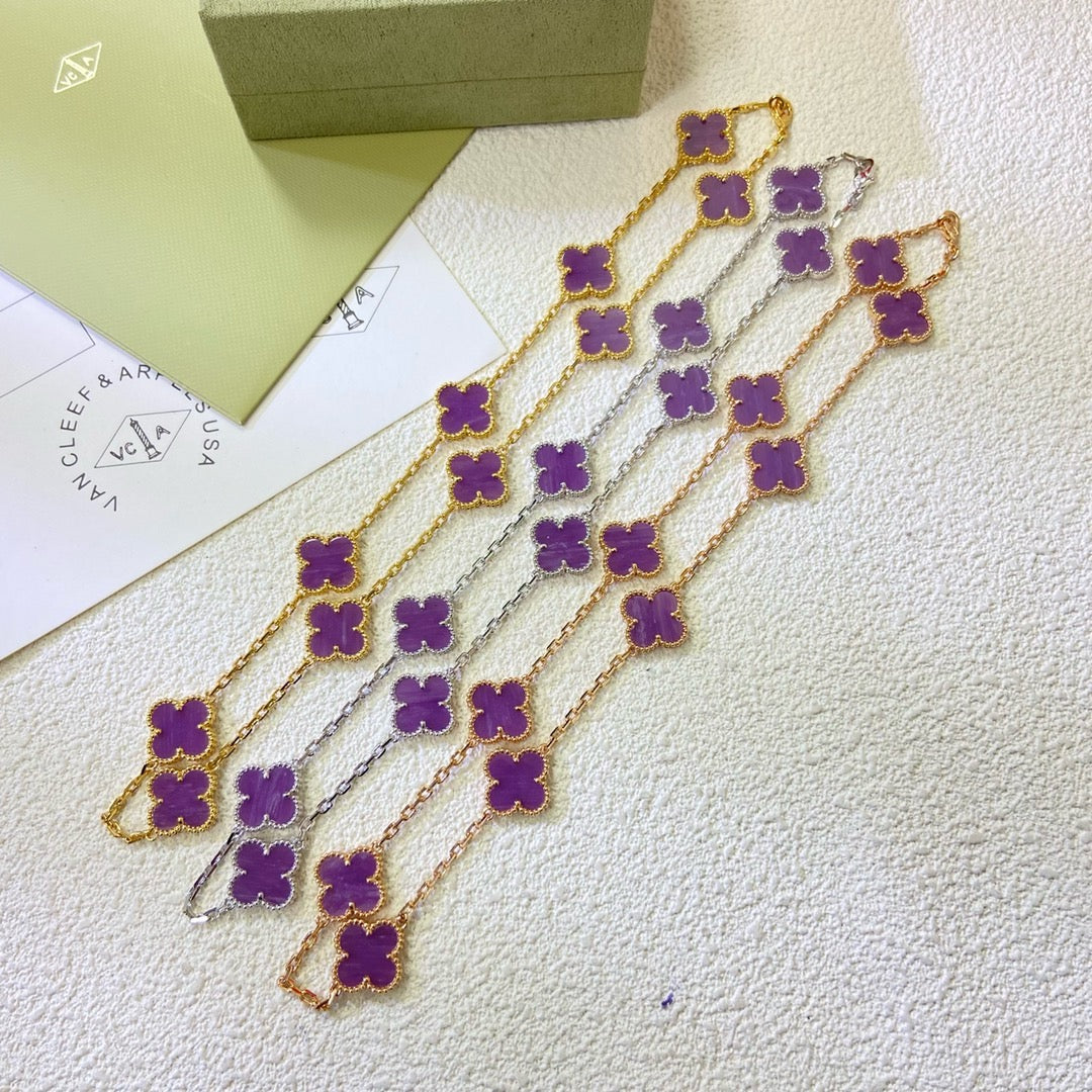 [Garvey ]CLOVER 10 MOTIFS  PURPLE VIOLET  NECKLACE