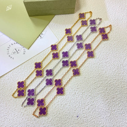 [Garvey ]CLOVER 10 MOTIFS  PURPLE VIOLET  NECKLACE