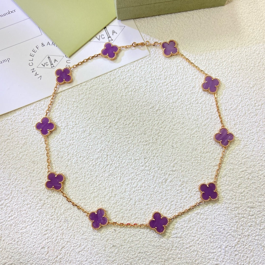 [Garvey ]CLOVER 10 MOTIFS  PURPLE VIOLET  NECKLACE