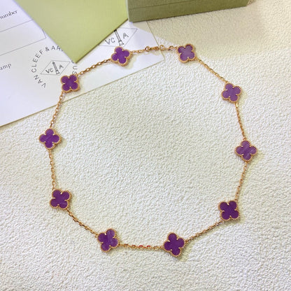 [Garvey ]CLOVER 10 MOTIFS  PURPLE VIOLET  NECKLACE