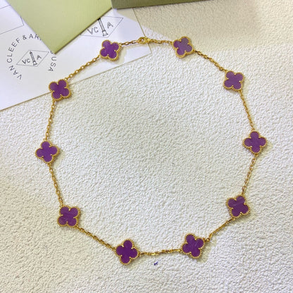 [Garvey ]CLOVER 10 MOTIFS  PURPLE VIOLET  NECKLACE
