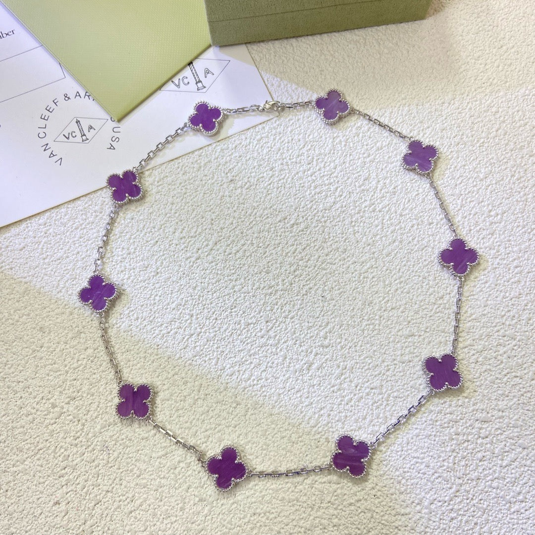 [Garvey ]CLOVER 10 MOTIFS  PURPLE VIOLET  NECKLACE