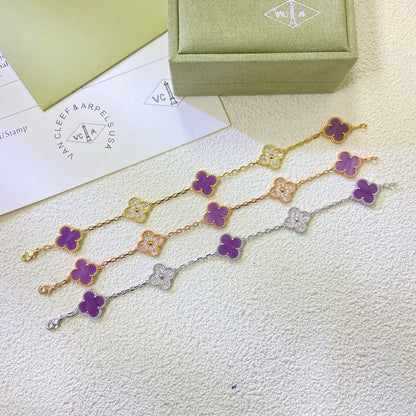 [Garvey ]CLOVER  5 MOTIFS  PURPLE VIOLET DIAMOND BRACELET