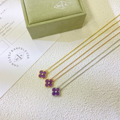 [Garvey ]CLOVER 15MM DIAMOND  PURPLE VIOLET NECKLACE