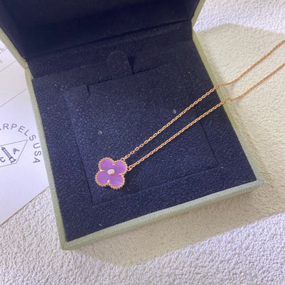 [Garvey ]CLOVER 15MM DIAMOND  PURPLE VIOLET NECKLACE