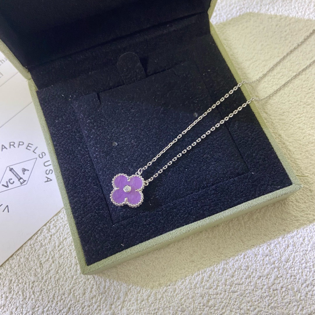 [Garvey ]CLOVER 15MM DIAMOND  PURPLE VIOLET NECKLACE
