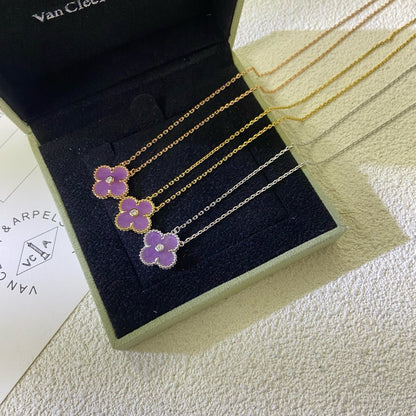 [Garvey ]CLOVER 15MM DIAMOND  PURPLE VIOLET NECKLACE