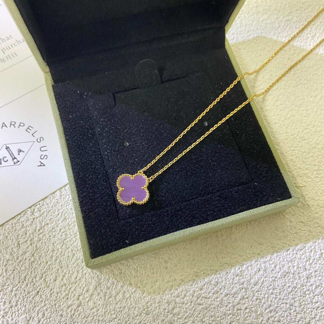 [Garvey ]CLOVER 15MM  PURPLE VIOLET NECKLACE