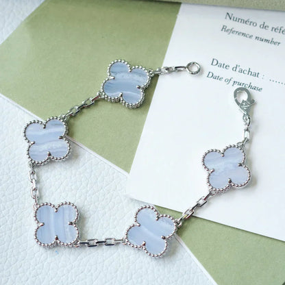 [Garvey ] CLOVER 5 MOTIF PURPLE CHALCEDONY BRACELET COLLECTION