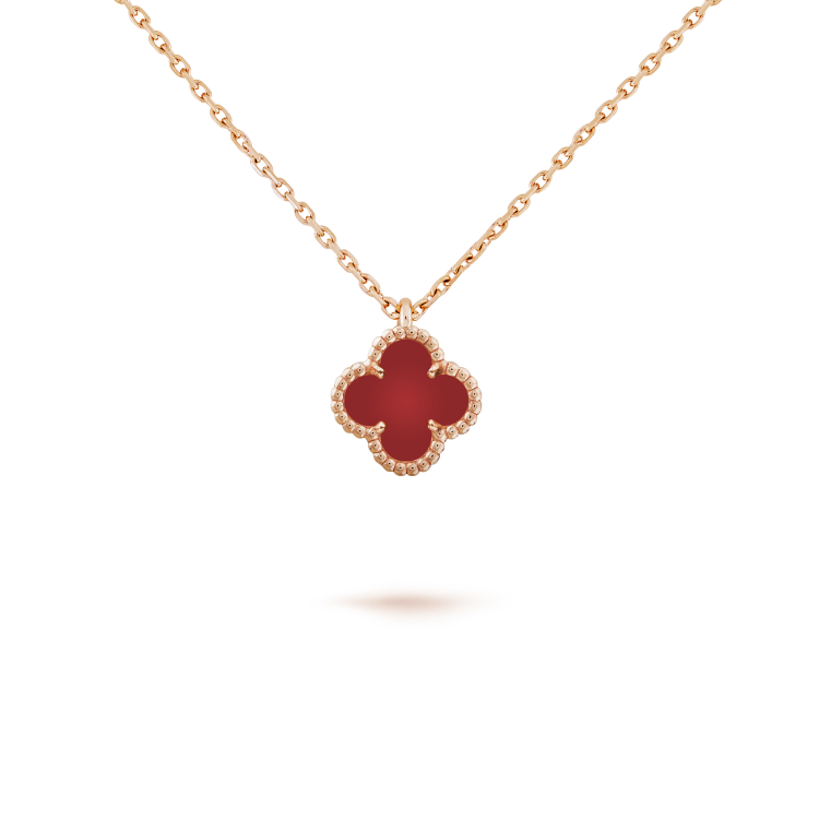 [Garvey ]CLOVER MINI 9.5MM WHITE CARNELIANS NECKLACE