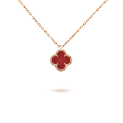 [Garvey ]CLOVER MINI 9.5MM WHITE CARNELIANS NECKLACE