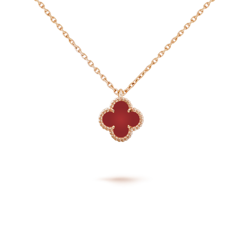 [Garvey ]CLOVER MINI 9.5MM WHITE CARNELIANS NECKLACE