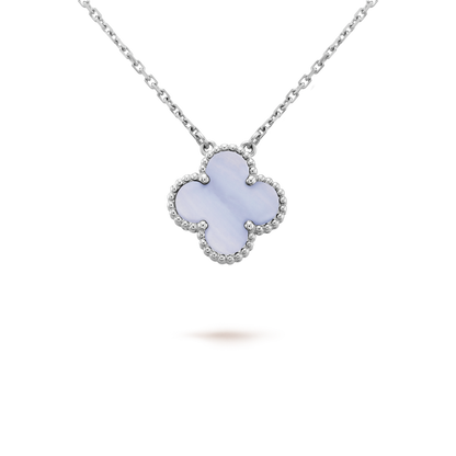 [Garvey ]CLOVER 15MM BLUE CHALCEDONY NECKLACE SILVER
