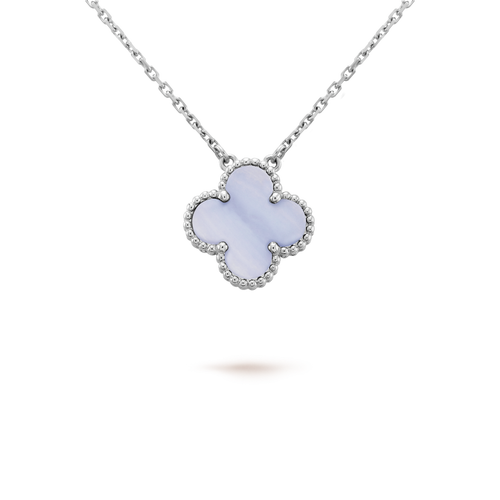 [Garvey ]CLOVER 15MM BLUE CHALCEDONY NECKLACE SILVER