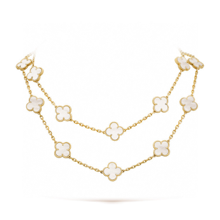 [Garvey ]CLOVER 20 MOTIFS WHITE MOP NECKLACE