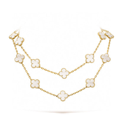 [Garvey ]CLOVER 20 MOTIFS WHITE MOP NECKLACE