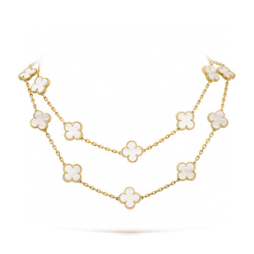 [Garvey ]CLOVER 20 MOTIFS WHITE MOP NECKLACE