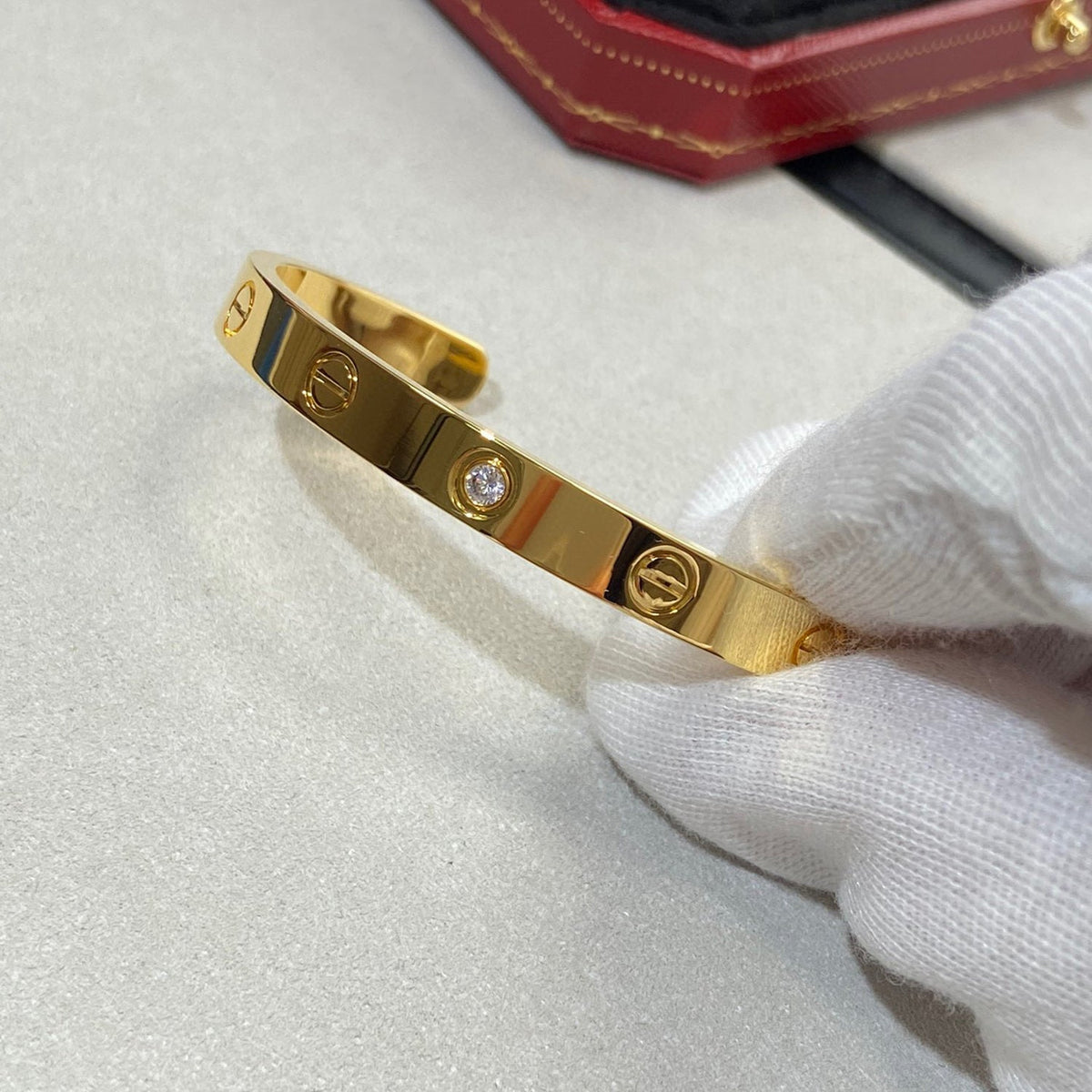 [Garvey ]LOVE BRACELET 6.1MM 1 DIAMOND OPEN CUFF