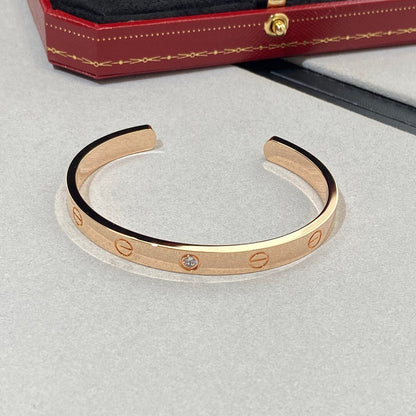 [Garvey ]LOVE BRACELET 6.1MM 1 DIAMOND OPEN CUFF
