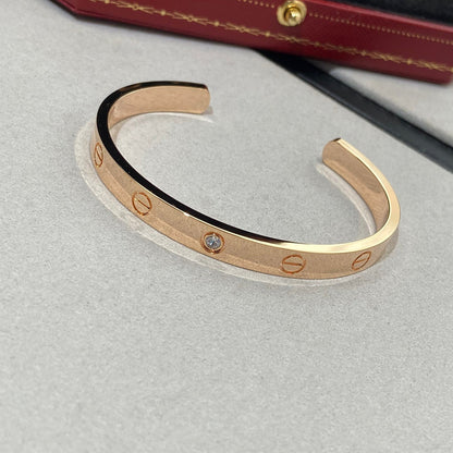 [Garvey ]LOVE BRACELET 6.1MM 1 DIAMOND OPEN CUFF