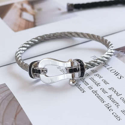 [Garvey]FORCE LARGE HORSESHOE BLACK DIAMOND BRACELET - WHITE GOLD