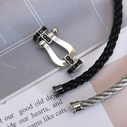[Garvey ]FORCE LARGE HORSESHOE BLACK DIAMOND BRACELET SILVER