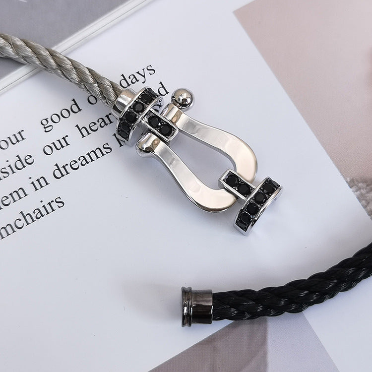 [Garvey]FORCE LARGE HORSESHOE BLACK DIAMOND BRACELET - WHITE GOLD