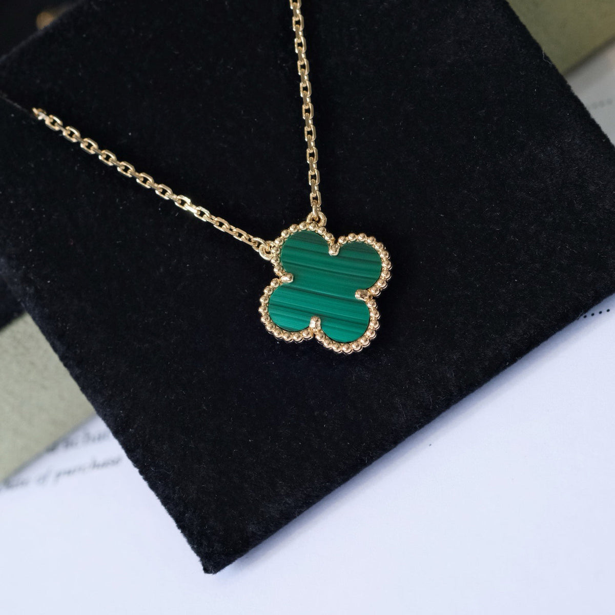 [Garvey ]CLOVER 15MM MALACHITE SINGLE FLOWER  NECKLACE