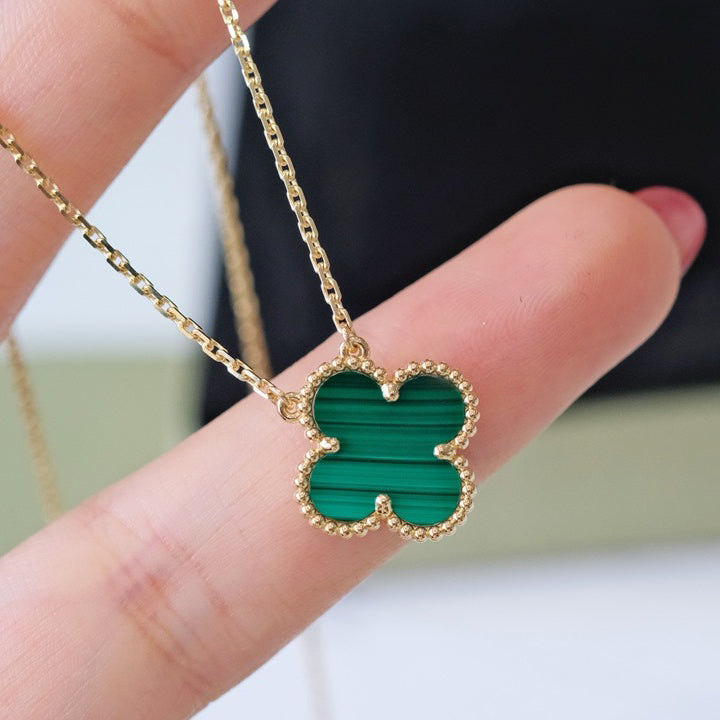 [Garvey ]CLOVER 15MM MALACHITE SINGLE FLOWER  NECKLACE