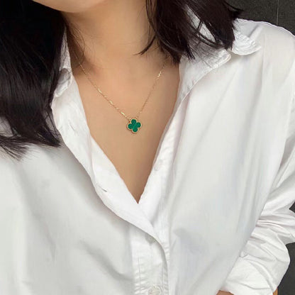 [Garvey ]CLOVER 15MM MALACHITE SINGLE FLOWER  NECKLACE