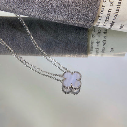 [Garvey ]CLOVER 15MM BLUE CHALCEDONY NECKLACE SILVER