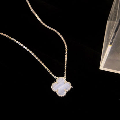 [Garvey ]CLOVER 15MM BLUE CHALCEDONY NECKLACE SILVER