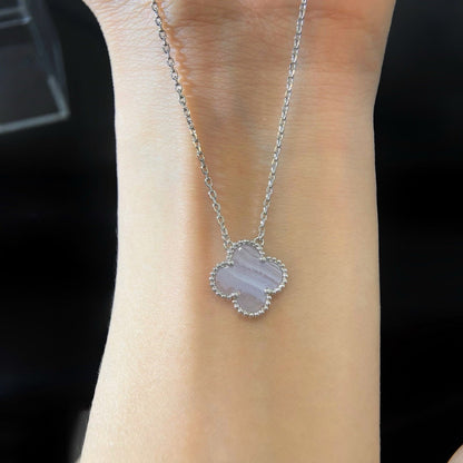 [Garvey ]CLOVER 15MM BLUE CHALCEDONY NECKLACE SILVER