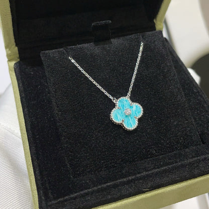 [Garvey ]CLOVER 15MM DIAMOND SVRES PORCELAIN  NECKLACE SILVER