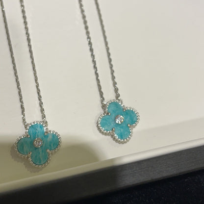 [Garvey ]CLOVER 15MM DIAMOND SVRES PORCELAIN  NECKLACE SILVER