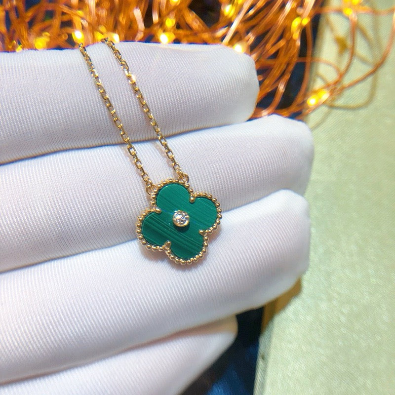 [Garvey ]CLOVER 15MM DIAMOND TURQUOISE NECKLACE
