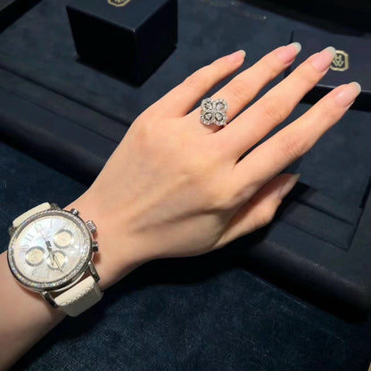 [Garvey]LOOP RING FULL MOTIF DIAMOND 16MM SILVE