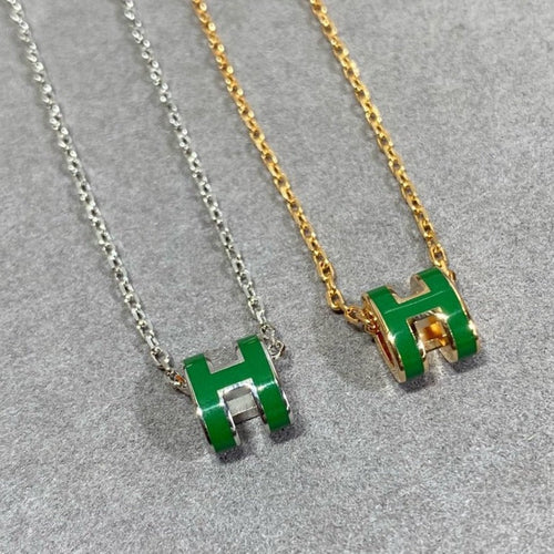 [Garvey]POP H GREEN NECKLACE SILVER AND GOLD